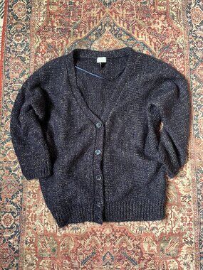 H&M Modern Classic Metallic Mohair Blend Cardigan Sweater - Size Medium